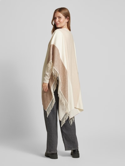 WHITE LABEL Poncho met franjes Beige - 5