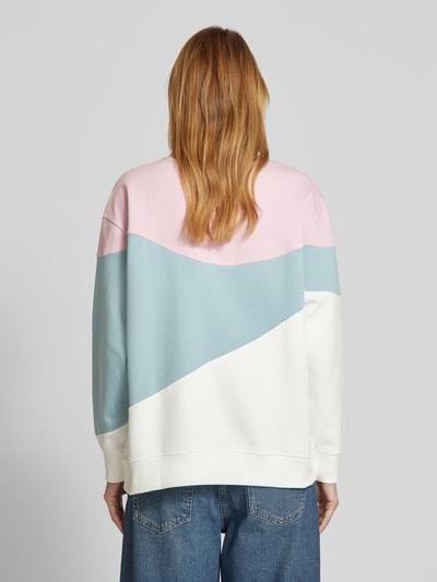 Tom Tailor Denim Comfort fit sweatshirt van katoenmix met colour-blocking-design Roze - 5