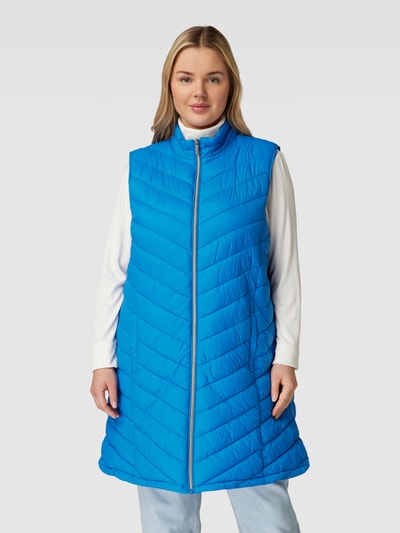 Fransa Plus PLUS SIZE bodywarmer met opstaande kraag, model 'Padding' Koningsblauw - 4