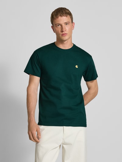 Carhartt Work In Progress T-Shirt mit Label-Stitching und Rundhalsausschnitt Dunkelgruen 4