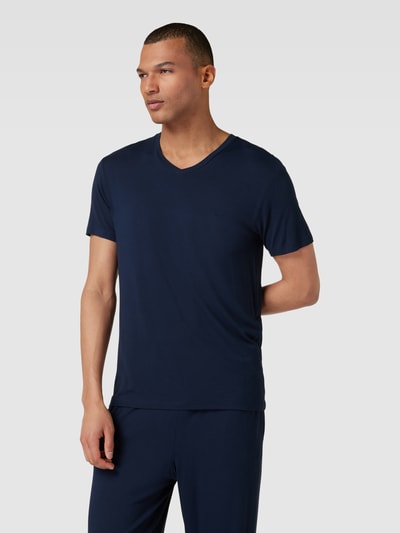 Emporio Armani T-shirt met labelstitching, model 'DELUXE' Donkerblauw - 4