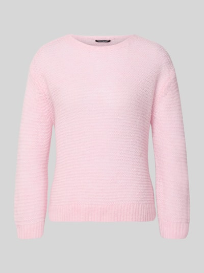 Produktfoto, Regular Fit Pullover mit Alpaka-Anteil in Strick-Optik von Luisa Cerano, rosa, semitransparent, Rundhalsausschnitt, Material-Mix
