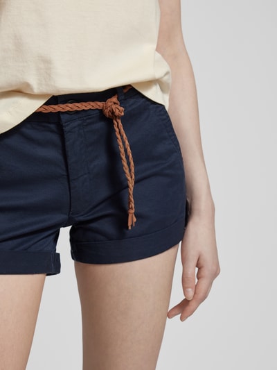 Only Korte broek met riem, model 'EVELYN' Marineblauw - 3