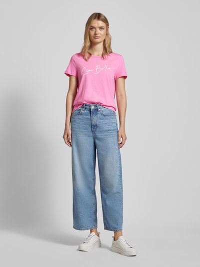 Vero Moda T-shirt z napisem model ‘Bonnie’ Neonowy różowy 1