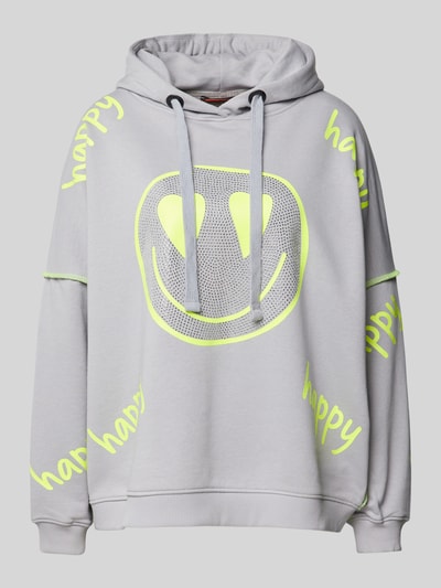 miss goodlife Hoodie mit Statement-Print Modell 'Happy Smile Face' Mittelgrau 2