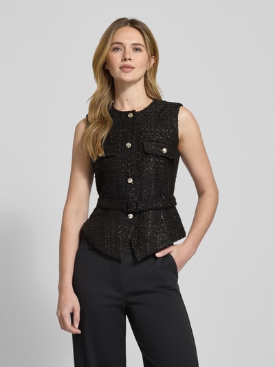 JOOP! Gilet in bouclélook met riem, model 'Viola' Zwart - 4