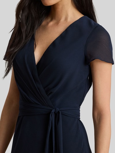 Lauren Ralph Lauren Avondjurk met strikceintuur en V-hals Donkerblauw - 3