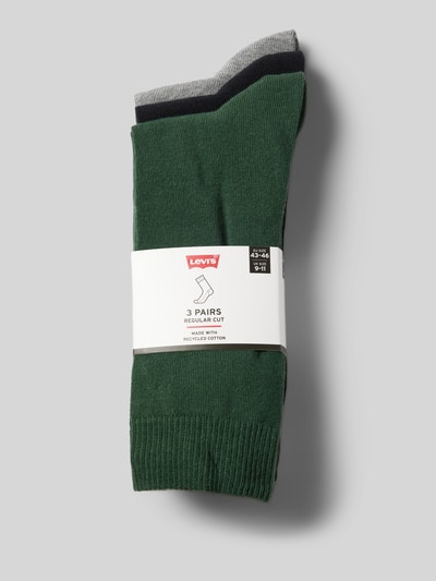 Levi's® Socken mit Label-Detail Modell 'BATWING' im 3er-Pack Dunkelgruen 3