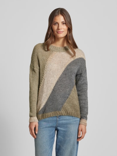 ZABAIONE Strickpullover mit gerippten Abschlüssen Khaki 4