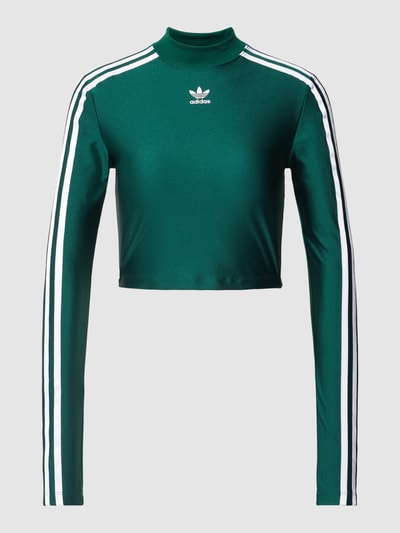 adidas Originals Cropped Longsleeve mit Label-Streifen Dunkelgruen 2