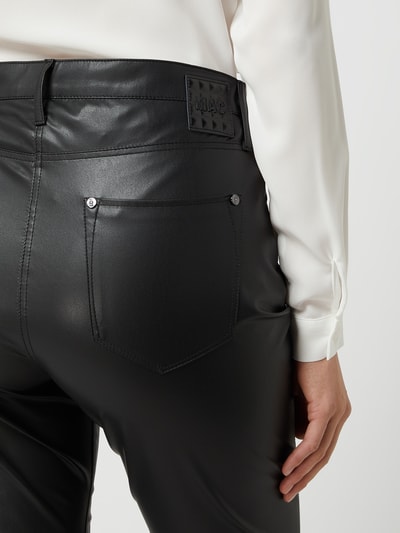 MAC Slim fit broek in leerlook  Zwart - 3