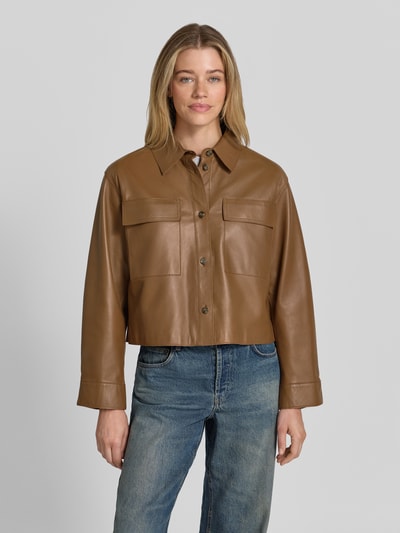 Weekend Max Mara Boxy Fit Lederjacke aus echtem Lammleder Modell 'PIOVRA' Dunkelbraun 4