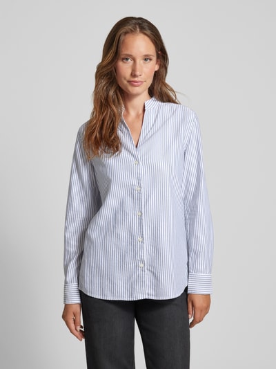 Marc O'Polo Comfort Fit Bluse mit Streifenmuster aus reiner Baumwolle Rauchblau 4