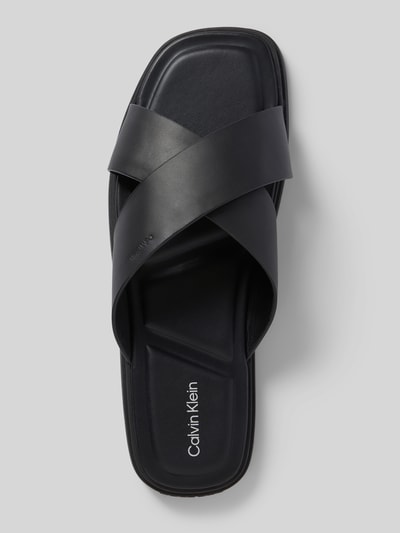 CK Calvin Klein Slides aus echtem Leder Modell 'CRISS CROSS' Black 3