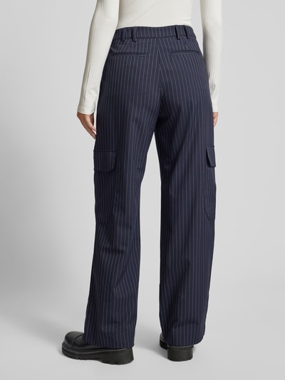 EDITED Wide leg stoffen broek met cargozakken, model 'Eleanor' Marineblauw - 5