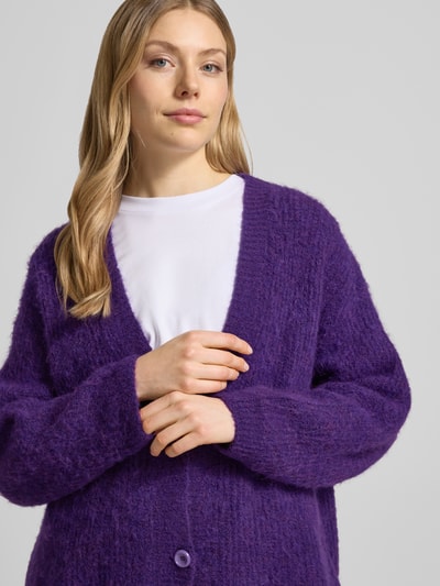 American Vintage Cardigan mit V-Ausschnitt Modell 'EAST' Violett Melange 3