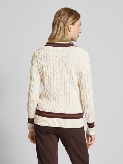 Lauren Ralph Lauren Gebreide pullover met V-hals, model 'MEREN' Offwhite gemêleerd - 5