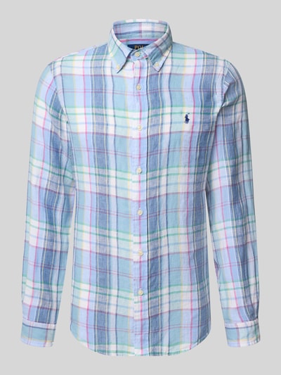 Produktfoto, Regular Fit Freizeithemd aus reinem Leinen von Polo Ralph Lauren, efekt: wzór w kratę, krój regular fit, kołnierzyk typu button down, listwa guzikowa na całej długości, wyhaftowane logo, długi rękaw, sportowy mankiet, wykończenie materiału z cieniowanej przędzy, materiał: len