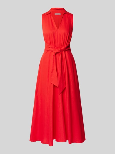 Christian Berg Cocktail Getailleerde cocktailjurk van een mix van linnen en viscose Rood gemêleerd - 2