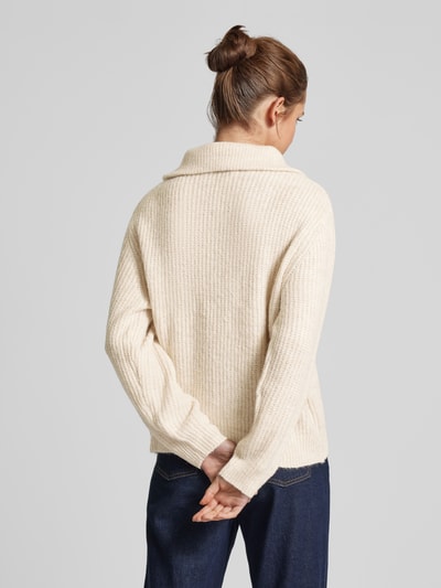 Only Regular Fit Strickpullover mit gerippten Abschlüssen Modell 'BAKER' Beige Melange 5