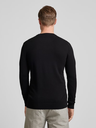 Scotch & Soda Strickpullover mit Logo-Stitching Modell 'Essentials' Black 5