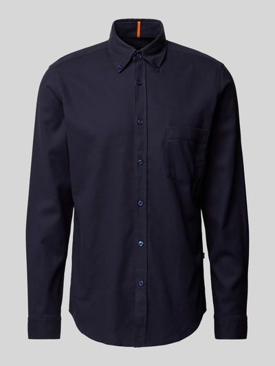 BOSS Orange Regular fit vrijetijdsoverhemd met button-downkraag, model 'Rickert’ Donkerblauw - 2