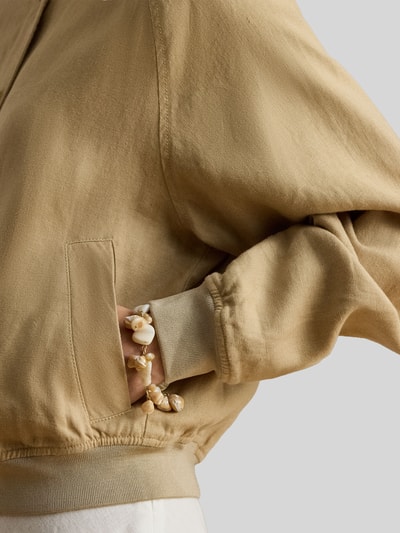 Lauren Ralph Lauren regular fit bomberjack van puur linnen Middenbruin - 6