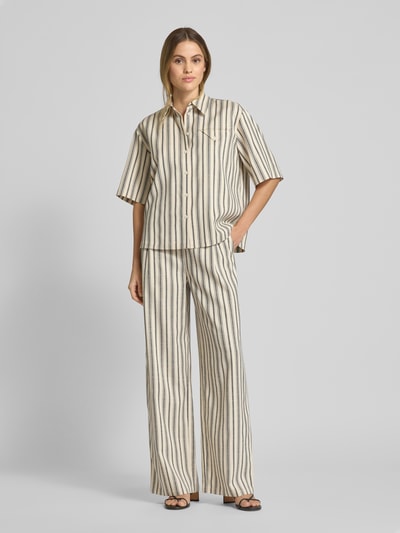 Jake*s Collection Relaxed fit overhemdblouse met borstzak Beige - 1