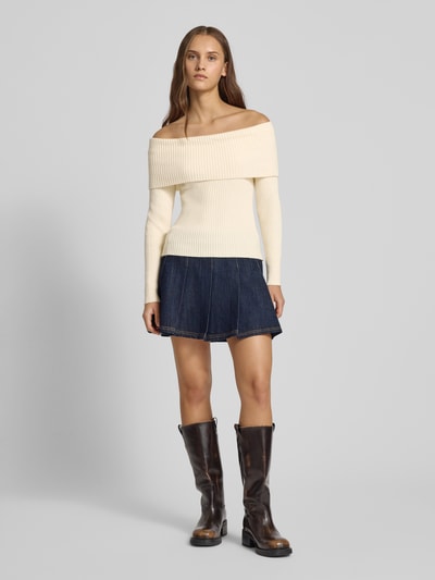 Only Slim Fit Strickpullover aus Viskose-Mix Modell 'KATIA' Offwhite Melange 1