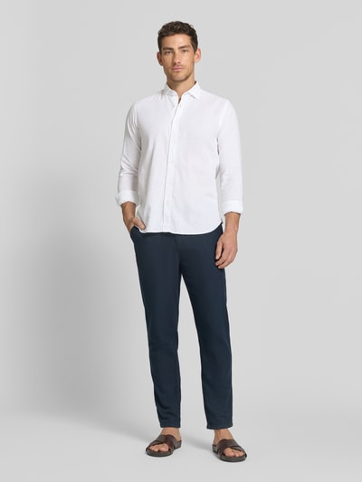 FIL NOIR Regular Fit Business-Hemd aus Leinen-Baumwoll-Mix Modell 'ROMA' Weiss 1