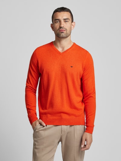 Fynch-Hatton Strickpullover mit V-Ausschnitt Orange 4