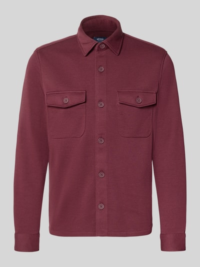 Produktfoto, Overshirt mit Knopfleiste von MCNEAL in Bordeaux mit geradem Schnitt, Brusttaschen, Material-Mix mit Baumwoll-Anteil