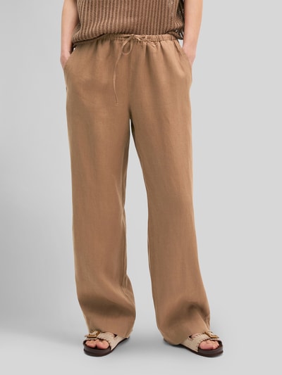 Marc O'Polo Straight leg linnen broek met tunnelkoord Hazelnoot - 4