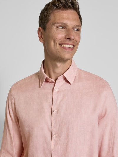 Drykorn Regular Fit Freizeithemd aus Leinen-Baumwoll-Mix Koralle 3
