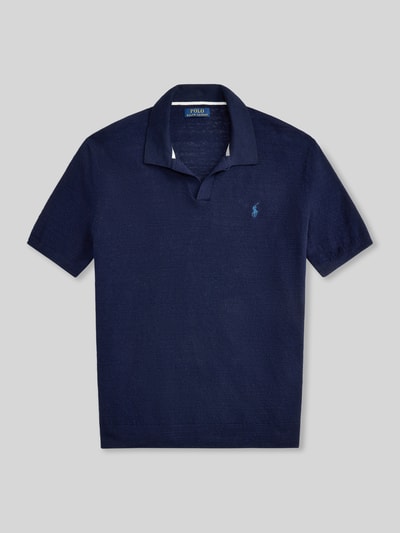 Polo Ralph Lauren Koszulka polo z mieszanki bawełny i lnu, krój regular fit Ciemnoniebieski 2