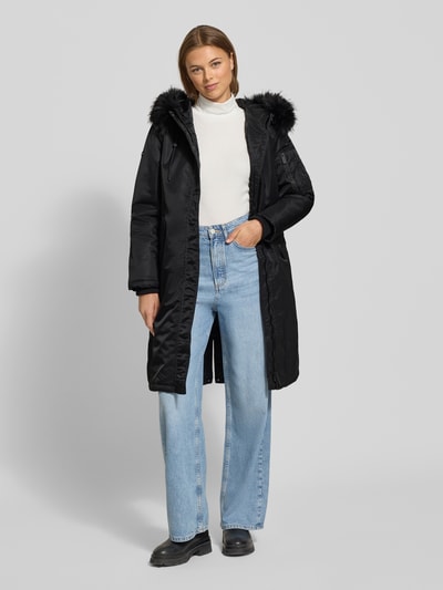 khujo Regular fit lange jas met imitatiebont, model 'Jilla' Zwart - 1