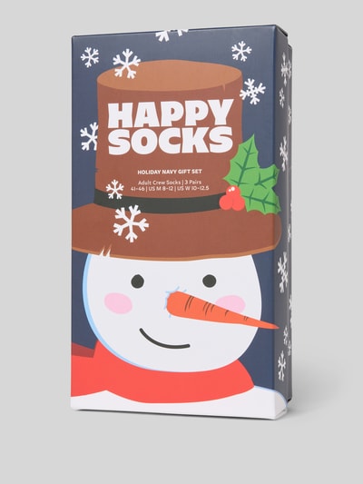 Happy Socks Socken mit Label-Print im 3er-Pack Blau 3