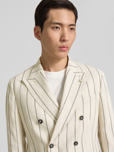Manuel Ritz Regular Fit Sakko aus Leinen-Mix mit Eingrifftaschen Offwhite 3
