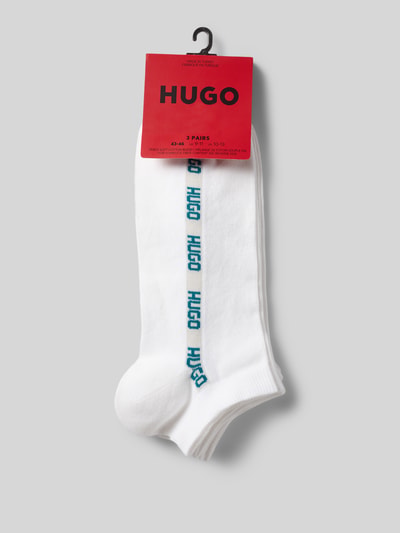 Produktfoto, Sneaker-Socken aus Baumwoll-Mix Modell '3P AS SIDE TAPE CC' von HUGO in Weiß, feine Textur, blauer Label Print, elastischer Bund