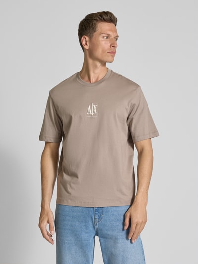 ARMANI EXCHANGE T-shirt met labelprint Taupe - 4