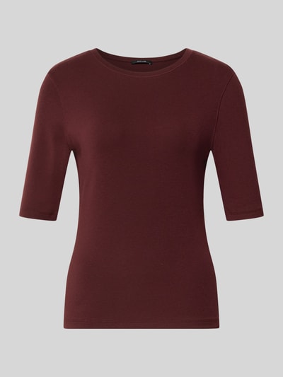 Produktfoto, dunkelrotes Slim Fit T-Shirt mit Woll-Anteil Modell 'Sorela' von OPUS, glatte Oberfläche, Damen T-Shirt von OPUS