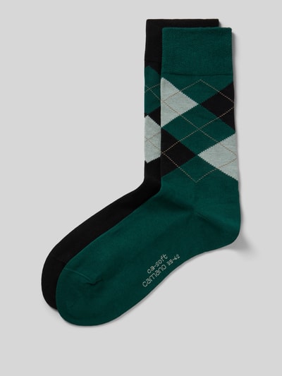 camano Sokken met elastische ribboordjes in een set van 2 paar Flessengroen - 1