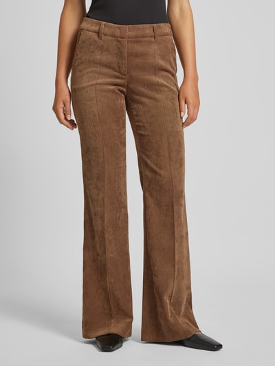 Luisa Cerano Bootcut corduroy broek met persplooien Hazelnoot - 4