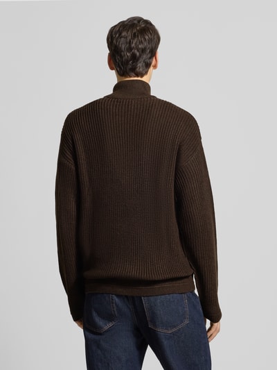 Jack & Jones Sweter z dzianiny z zamkiem błyskawicznym model ‘KAITO’ Ciemnobrązowy 5