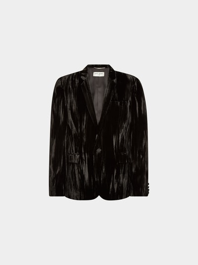 Saint Laurent Sakko mit Crash-Samt Schwarz 1