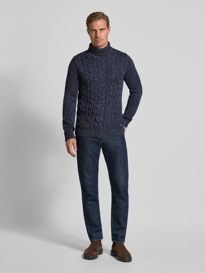 RAGMAN Strickpullover mit gerippten Abschlüssen Marine 1