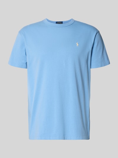 Produktfoto, Regular Fit T-Shirt aus reiner Baumwolle von Polo Ralph Lauren in Hellblau, unifarben, Logo-Detail, kurzarm, Webware