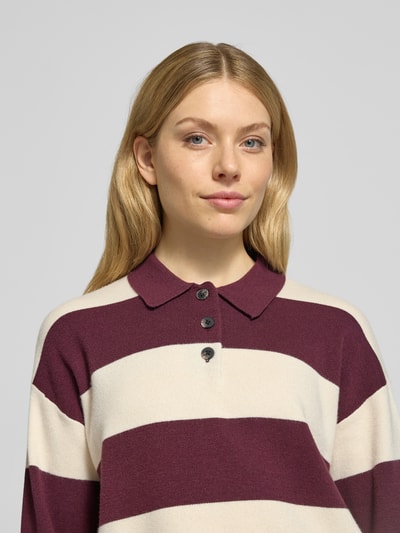 Vero Moda Regular fit gebreide pullover van viscosemix, model 'SABA' Bordeaux - 3