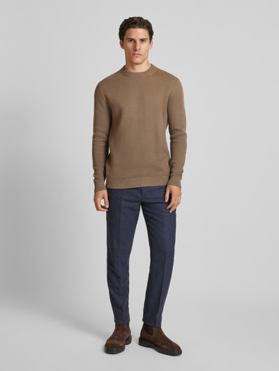 SELECTED HOMME Gebreide pullover met ronde hals, model 'DANE' Lichtbruin - 1