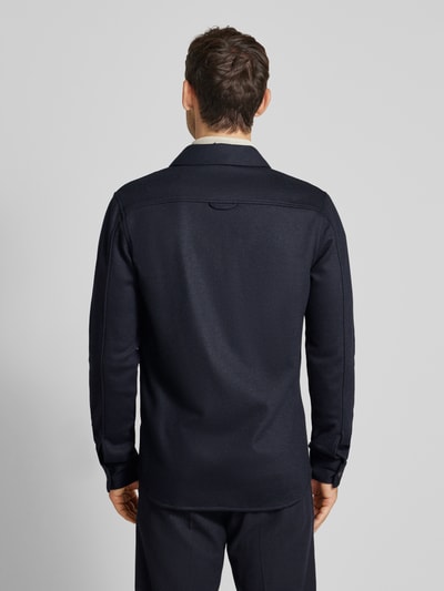 Profuomo Slim fit overhemdjack met kentkraag Marineblauw - 5